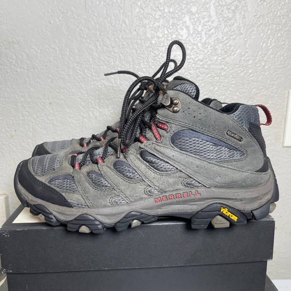Merrell Moab 3 Mid Beluga Gray Suede Waterproof Hiking Boots Lace up Mens 12 US main image 4